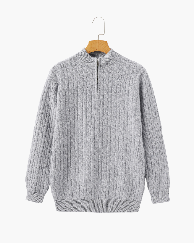 100% Cachemire Tissé Demi Zip