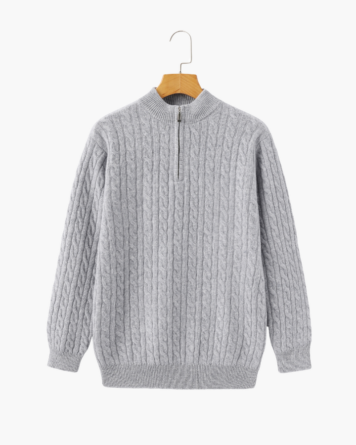 100% Cachemire Tissé Demi Zip