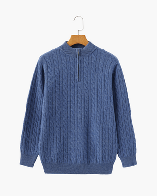 100% Cachemire Tissé Demi Zip