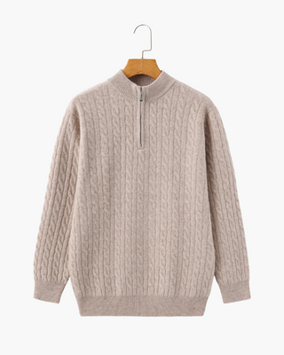 100% Cachemire Tissé Demi Zip