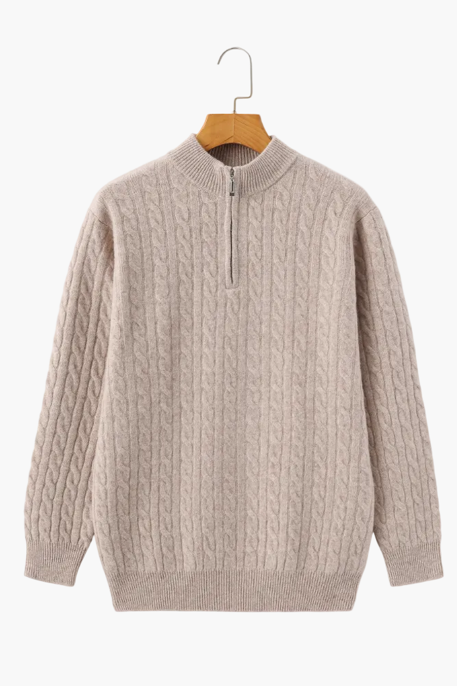 100% Cachemire Tissé Demi Zip