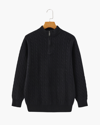 100% Cachemire Tissé Demi Zip