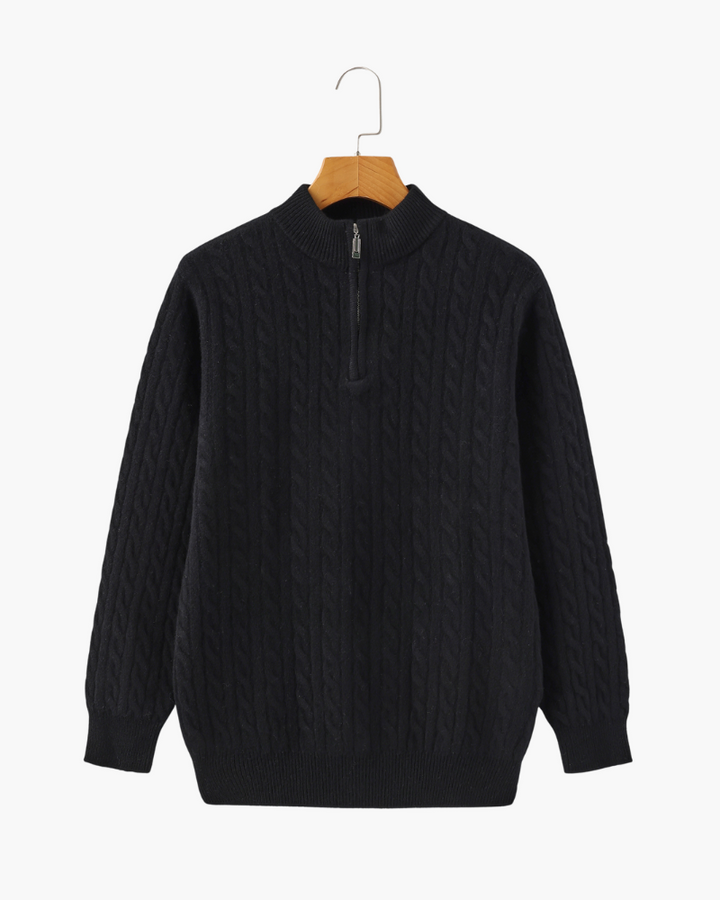 100% Cachemire Tissé Demi Zip