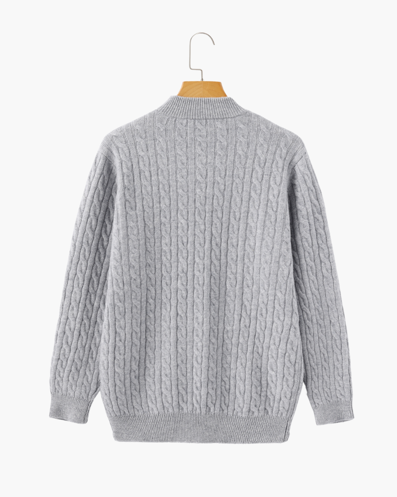 100% Cachemire Tissé Demi Zip