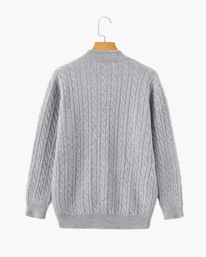 100% Cachemire Tissé Demi Zip