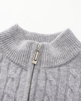 100% Cachemire Tissé Demi Zip