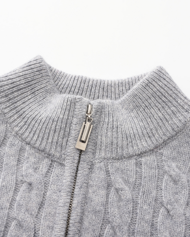 100% Cachemire Tissé Demi Zip