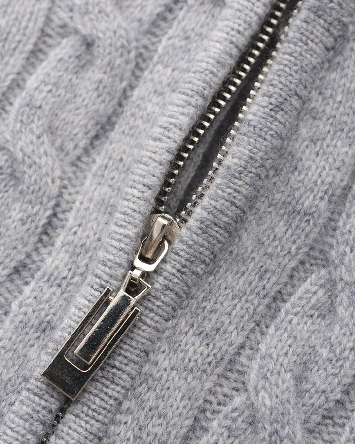 100% Cachemire Tissé Demi Zip