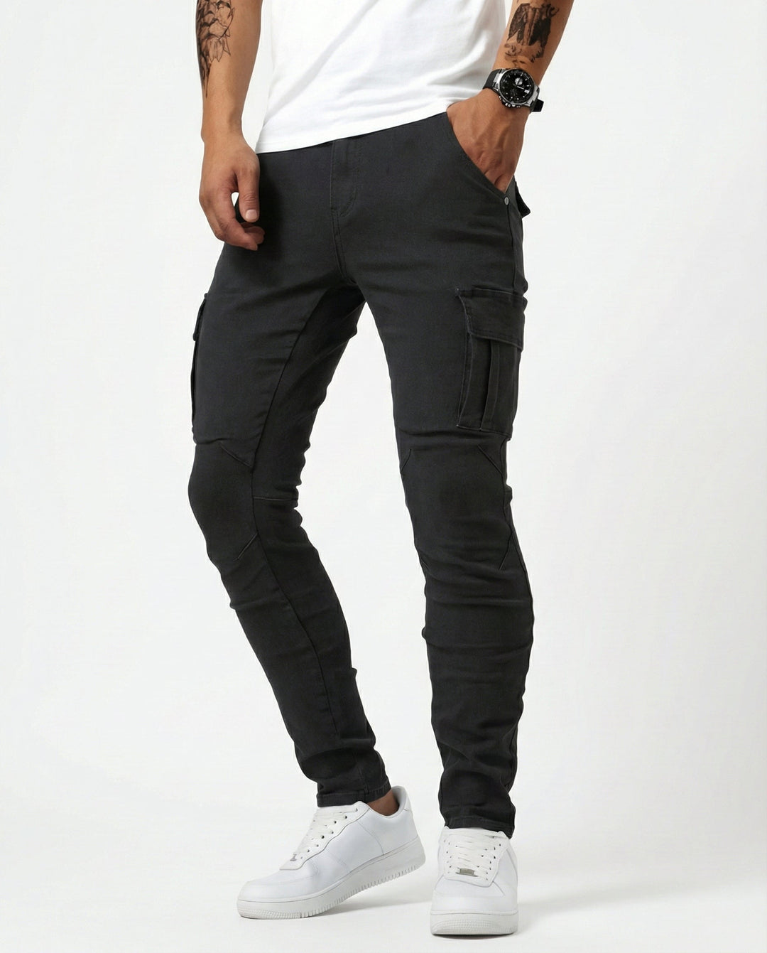 Nova – Pantalon cargo bleu marine extensible