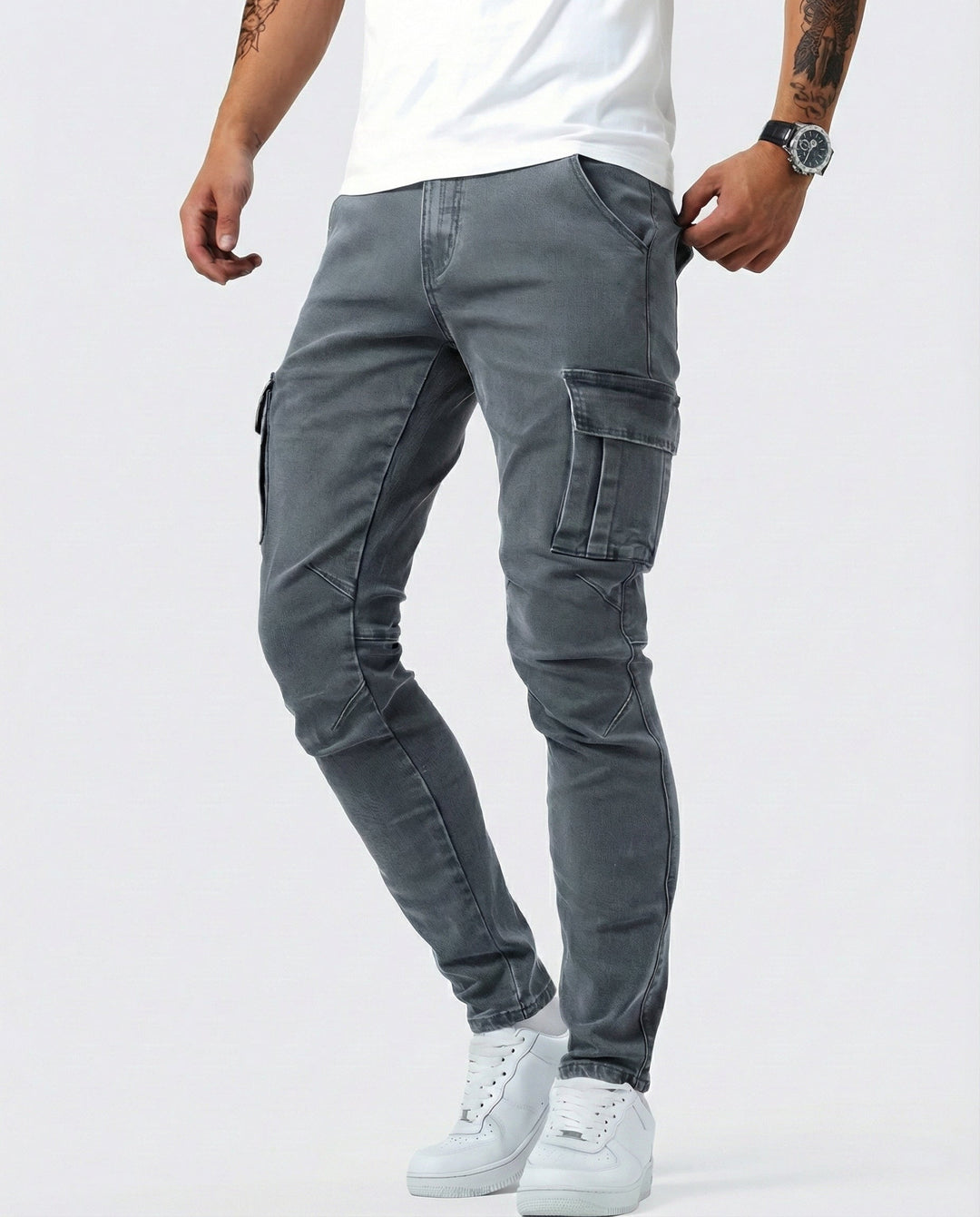 Nova – Pantalon cargo bleu marine extensible