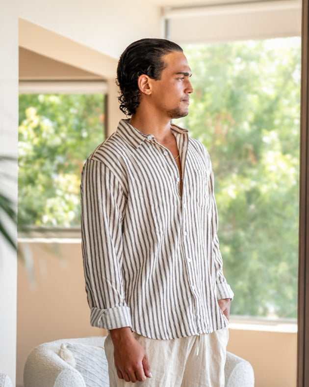 Chemise à rayures pour hommes