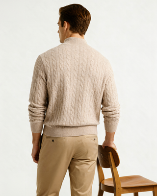 100% Cachemire Tissé Demi Zip