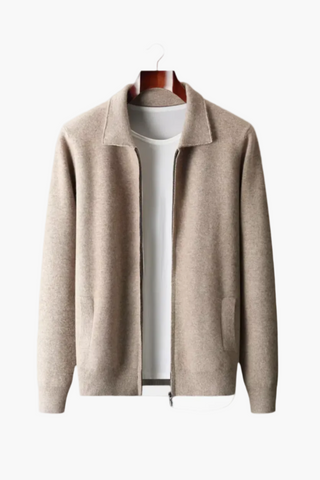 CARDIGAN POLO ZIPÉ EN LAINE MÉRINOS EXTRA-FINE