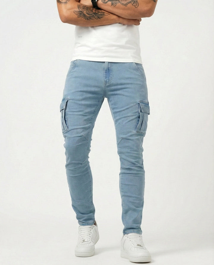 Nova – Pantalon cargo bleu marine extensible
