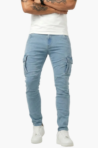 Nova – Pantalon cargo bleu marine extensible