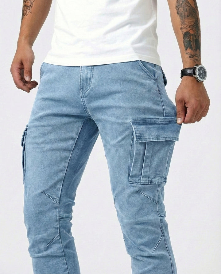 Nova – Pantalon cargo bleu marine extensible