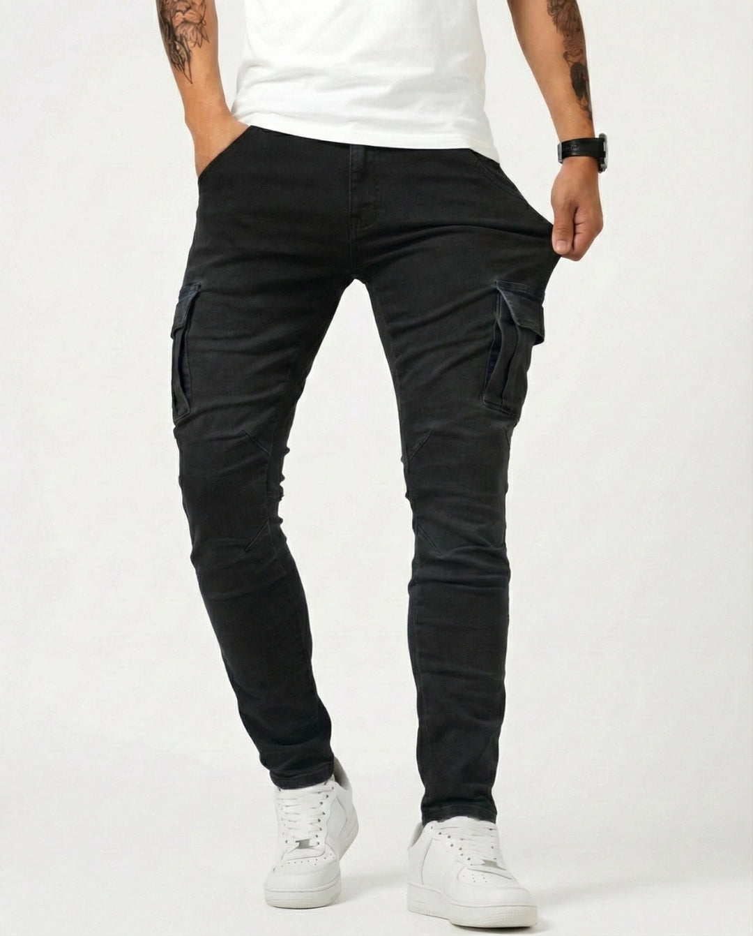 Nova – Pantalon cargo bleu marine extensible