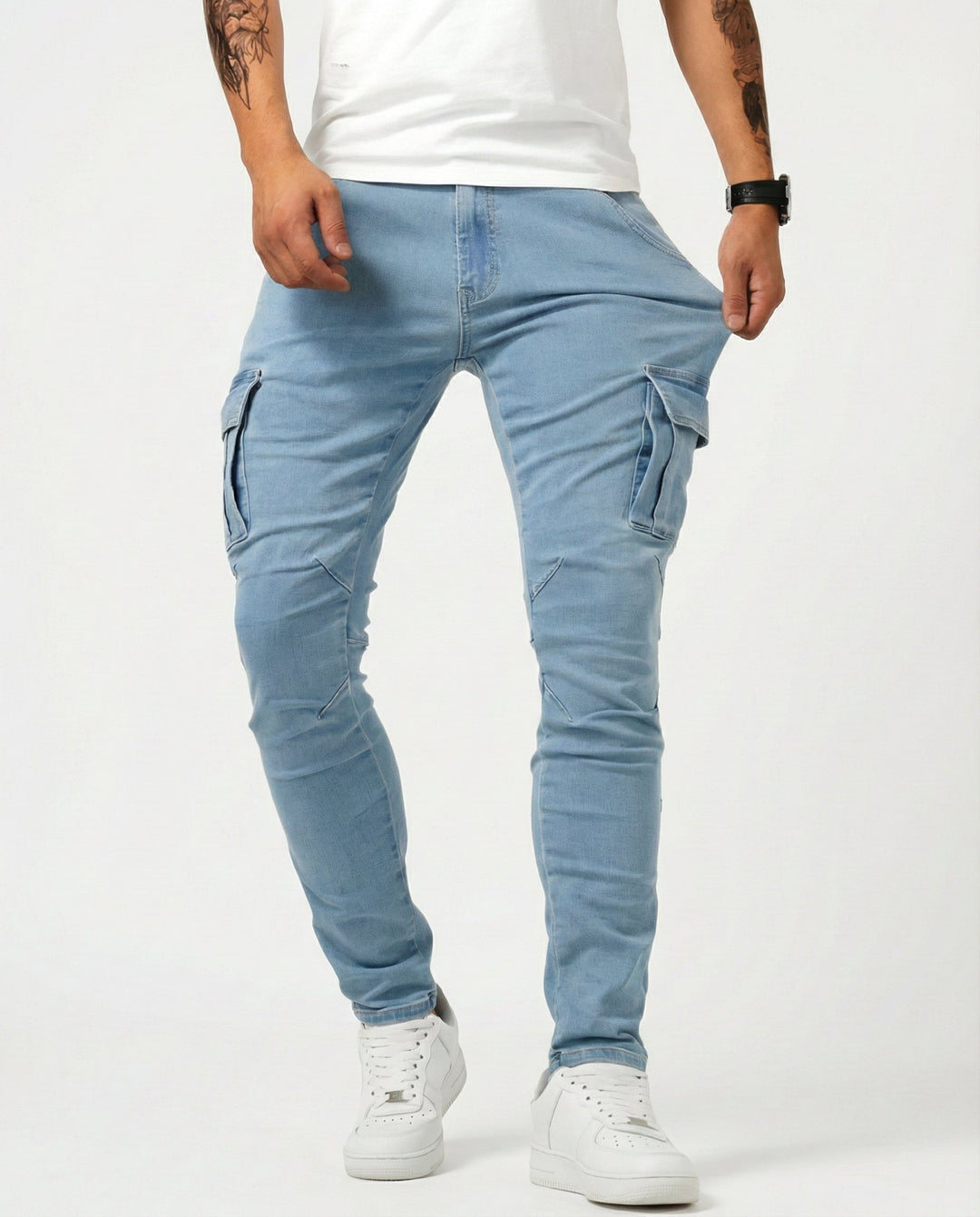Nova – Pantalon cargo bleu marine extensible