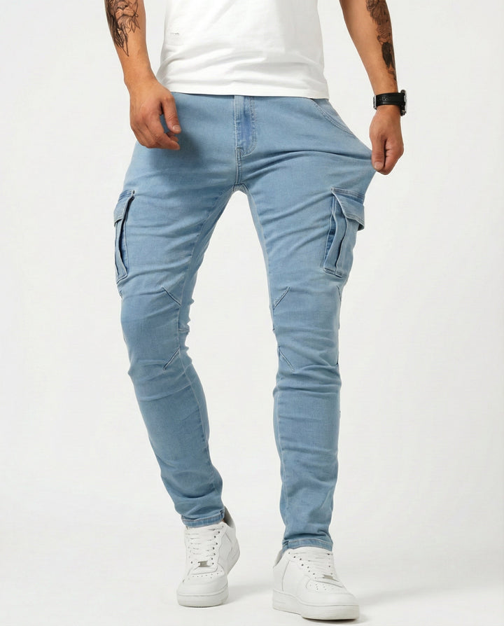 Nova – Pantalon cargo bleu marine extensible